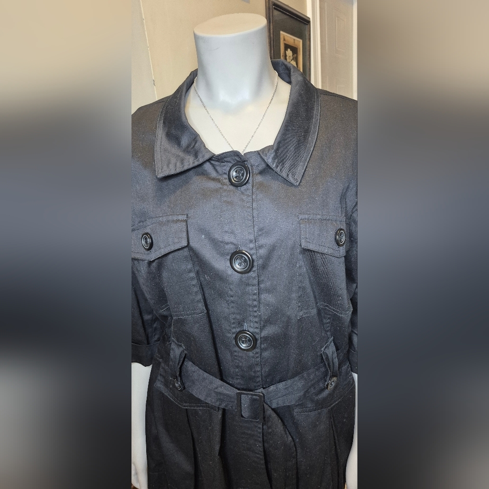Dots Black Women's Button Down 3/4 Sleeve Shirt - Picture 12 of 14